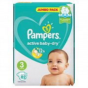 Pampers Подгузники Active Baby-Dry Midi 5-9 кг 82 шт.