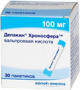 Депакин Хроносфера гранулы с пролонгированным высвобождением для приема внутрь 100 мг пакетики 30 шт.