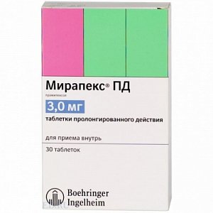Мирапекс ПД таблетки пролонгированного действия 3мг 30 шт.