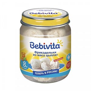 Bebivita Пюре Фрикадельки из мяса цыплят 125 г с 8 мес.