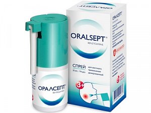 Оралсепт спрей для местного применения дозированный 0,255 мг/доза контейнер 30 мл