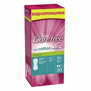 Carefree With Cotton Extract Fresh Прокладки ежедневные Воздухопроницаемые   20 шт.