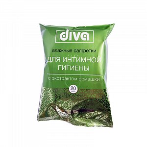 Diva Салфетки влажные для интимной гигиены с эктрактом ромашки 20 шт.