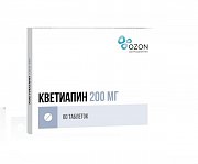 Кветиапин таблетки покрытые пленочной оболочкой 200 мг 60 шт.