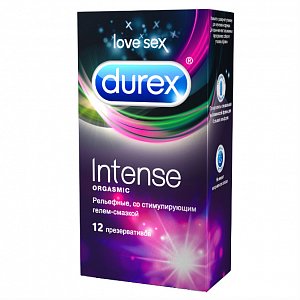 Durex Презервативы Intense orgasmic рельефные со стимулирующим гелем-смазкой 12 шт.
