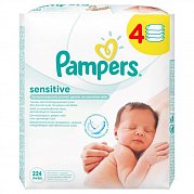 Pampers Салфетки Влажные Sensitive 4x56 шт. сменный блок