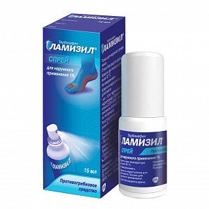 Ламизил спрей для наружного применения 1% (10 мг/мл) флакон с распылителем 15 мл