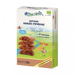 Fleur Alpine Organic Печенье детское Какао с 9 мес. 150 г