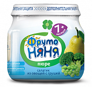 ФрутоНяня Пюре Салатик из овощей с грушей с 7 мес. 80 г