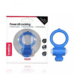 Виброкольцо для Пениса Power Heart Clit Cockring голубое