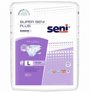 Seni Super Plus Подгузники для взрослых р.L 30шт. (100-150см)