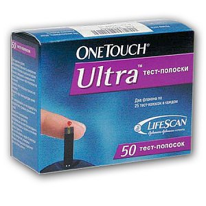 One Touch Ultra тест-полоски для экспресс-диагностики глюкозы в крови 50 шт.
