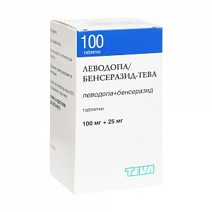 Леводопа/Бенсеразид-Тева таблетки 100 мг+25 мг 100 шт.