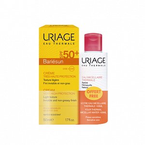 Uriage Промо-набор Bariesun Крем SPF50+ 50 мл + подарок Мицеллярная вода для чувствительной кожи 100 мл
