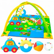 Мякиши 193 игрушка коврик развивающий с дугами лужайка с машинкй