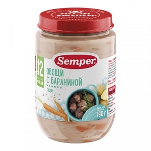 Semper Пюре Овощи с бараниной с 12 мес. 190 г