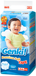 Genki Подгузники Premium Soft L (9–14 кг) 54 шт.