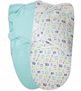 Summer Infant Конверт SwaddleMe Organic пеленальный на липучке L 2 шт. Голубой  Слоники Summer Infant Конверт SwaddleMe Organic пеленальный на липучке L 2 шт. Голубой  Слоники
