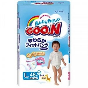 GooN Подгузники-трусики для мальчиков р.L 9-14 кг 44 шт.