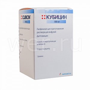 Кубицин лиофилизат для приготовления раствора для инфузий 500 мг флакон 1 шт.