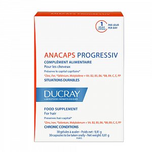 Ducray Anacaps Progressiv Капсулы для укрепления волос и питания кожи головы 30 шт.