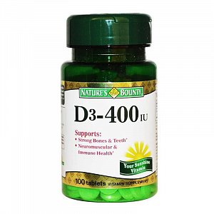 Nature`s Bounty [Нэйчес Баунти] Витамин D3 таблетки 400 МЕ 100 шт.