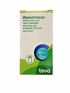 Иринотекан-Тева концентрат для приготовления растовора для инфузий 20 мг/мл флакон 2 мл 1 шт.