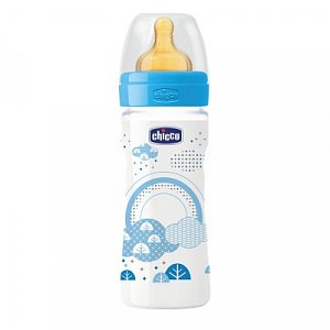 Chicco Бутылочка Wellbeing латексная соска, регулируемый поток 2m+ 250 мл