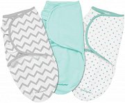 Summer Infant Конверт SwaddleMe пеленальный на липучке S M 3 шт. Серый мятный Summer Infant Конверт SwaddleMe пеленальный на липучке S M 3 шт. Серый мятный