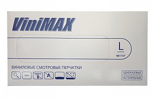 Перчатки ViniMAX виниловые нестерильные неопудренные смотровые р. L 100 шт. (50 пар)