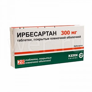 Ирбесартан таблетки покрытые пленочной оболочкой 300 мг 28 шт.
