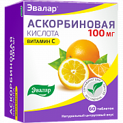 Аскорбиновая кислота таблетки 100 мг 60 шт. Эвалар (БАД) Аскорбиновая кислота таблетки 100 мг 60 шт. Эвалар (БАД)
