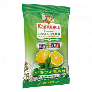 Кармолис Леденцы с медом и витамином С детские Мелисса-Лимон 75 г